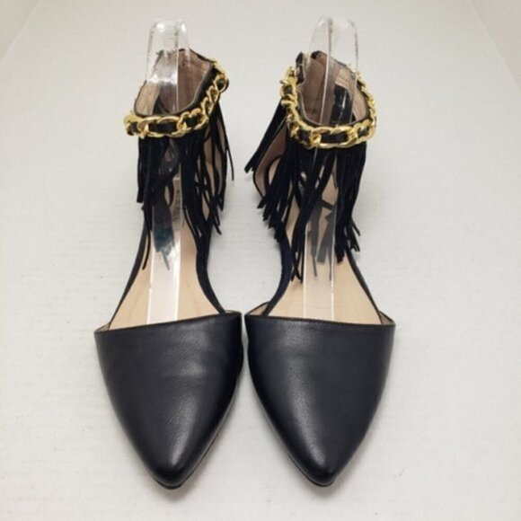 Cape Robin Black Fringe Zip Slip-on Flats Sz 6.5 - Picture 3 of 7